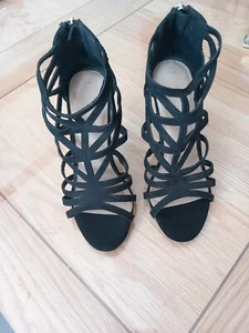 Ladies Newlook Sexy Strappy Black Shoes Size 5 - Picture 1 of 4