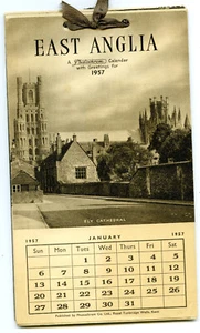 8" Vintage 1957 Illustrated Calendar East Anglia Photochrom Greetings Wall Decor - Picture 1 of 5