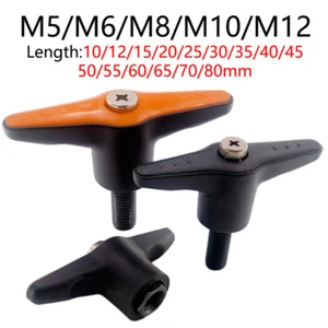 Perilla de fijación de tornillo de mano de una palabra mango en T de plástico + acero inoxidable M5/M6/M8 ~ M12 - Imagen 1 de 7