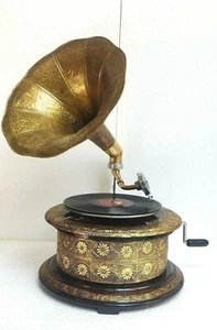 Gramófono antiguo, fonógrafo de funcionamiento totalmente funcional, tocadiscos de cuerda - Imagen 1 de 4