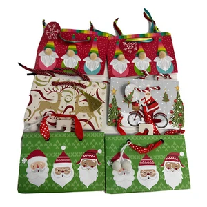 6 Christmas Gift Bags NEW Small 6x4x2.75" Santa Gnomes Deer 6-PACK - Picture 1 of 16