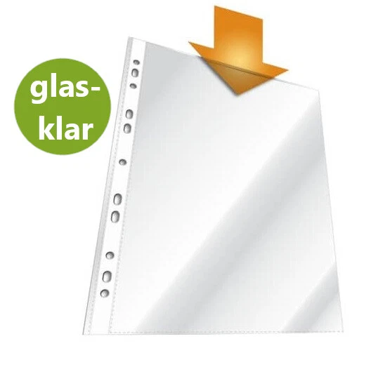 100x Prospekthüllen Klarsichthüllen A4 oben/offen glasklar DURABLE 60my 267219