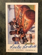 LESTER LOCKETT & LYMAN BOSTOCK SR SIGNED RON LEWIS NEGRO LEAGUE POSTCARD -  AUTO