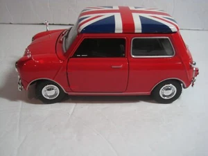 VINTAGE MOTORMAX '65 MINI COOPER RED/UNION JACK TOP 1:18 DIE CAST CAR 73113 - Picture 1 of 8