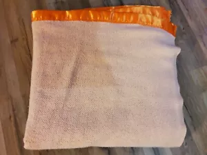 Manta Vintage Lana Tejido Waffle Satinado Bordeado Naranja/Melocotón Talla Queen - Imagen 1 de 2
