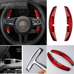 Red Carbon Steering Wheel Paddles Shifter For Porsche Panamera 2022+ 992 911 21+ - Foto 1 di 12