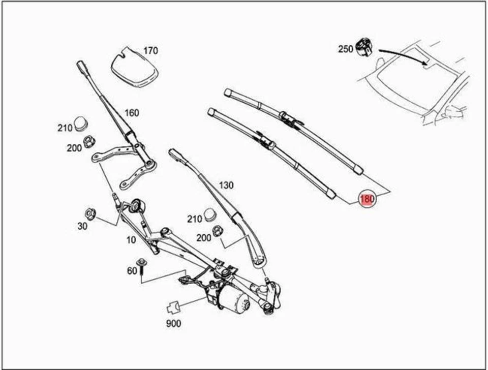 Genuine MERCEDES BBDC C117 W176 X117 X156 Ts wiper blade 1768204400 — 第 1/1 张图片
