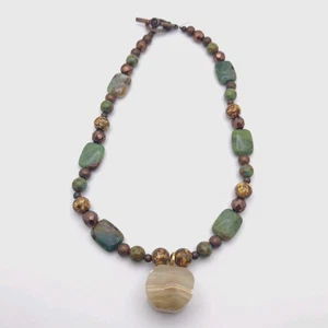 Collar único vintage de piedras semipreciosas/rocas con cuentas, étnico, artesanal - Imagen 1 de 17