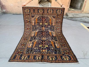 4x6 Vintage Afghan Tribal Rug Hand-Knotted Wool Rare Oriental Art Kitchen Rug - Picture 1 of 12