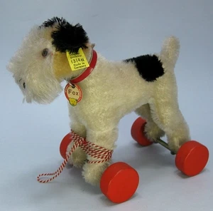 Steiff 1314 ex Hund Fox Foxterrier ! MUSTER Archiv 13. Juli 1938 ! Mohair Räder - Bild 1 von 15