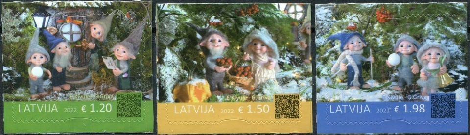 Latvia 2022. Christmas. Gnome Figurines (MNH OG **) Set of 3 stamps - Image 1 of 1
