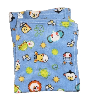 Fisher Price Soft Baby Blanket Blue Elephant Tiger Turtle Fleece Security Lovey - Image 1 of 4