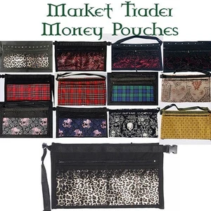 4 pocket Market Stall Trader Money Belt Pouch Adjustable Tartan Satin Lace - Picture 1 of 21
