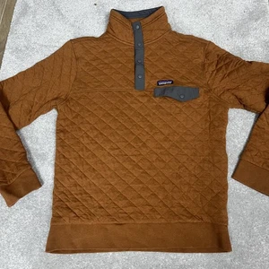 Patagonia Pullover Mens Medium Brown Organic Cotton Snap-T Quilted Sweatshirt - Picture 1 of 6