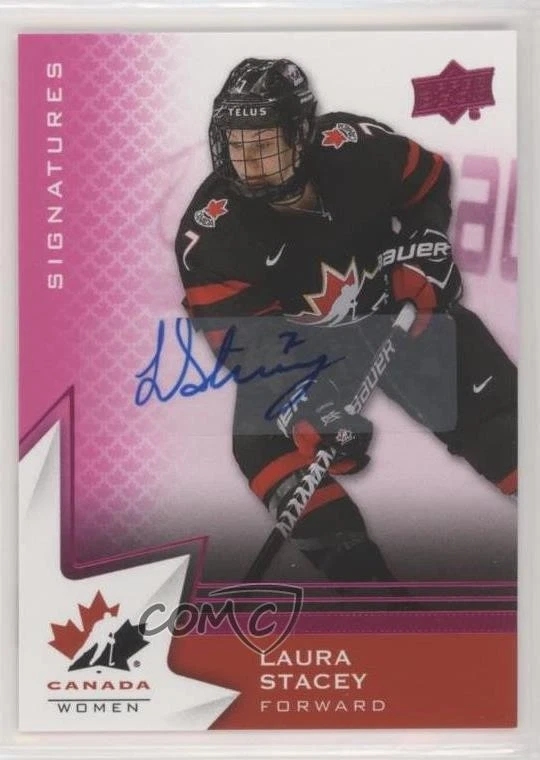 2020-21 Upper Deck Team Canada Juniors Women's WC Purple Autos Laura Stacey Auto - Image 1 of 2