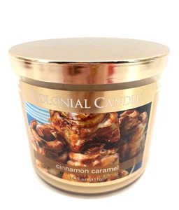 Colonial Candle (1) CINNAMON CARAMEL 3 Wick 14.5 oz Jar Candle HOLIDAY Decadence - Picture 1 of 3