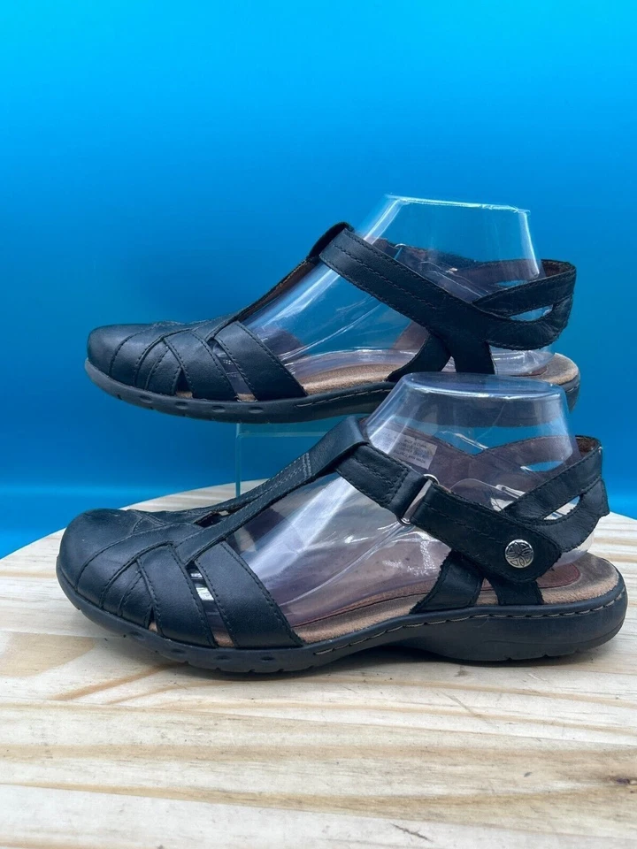 Rockport Cobb Hill Penfield Strap Sandal Women's Sz 7.5 Black Leather Buckle - Image 1 of 4