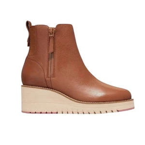 Neu ohne Etikett Cole Haan Zeroground City hellbraune Stiefeletten mit Keilabsatz – Größe 9,5B - Bild 1 von 10