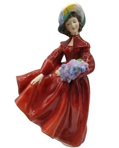 Royal Doulton Lila Tiempo Estatuilla Dama Vestido Rojo HN 2137 Peggy Davies De Colección - Imagen 1 de 12