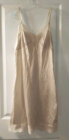 Vintage Shadowline Lace Trim Full Slip - Nude/Champagne - 34B