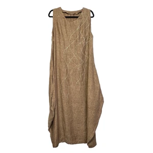 Bohemian Lagenlook Baumwolle/Leinen Stickerei Damen Maxikleid Größe L? Fairycore - Bild 1 von 13