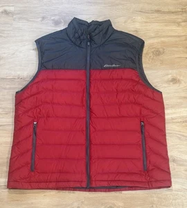Eddie Bauer Herren XL Daunenfüllung Puffer Weste Navy Grau Rot Ärmellos Winterkleidung - Bild 1 von 8