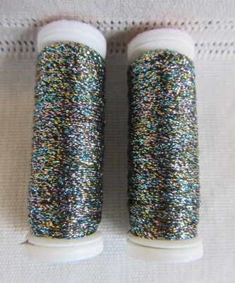 2 Kreinik Metallics 1/16" Ribbon #034 CONFETTI Flat Thread lot - Image 1 of 4