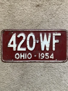 1954 Ohio License Plate - 420 WF - Nice 420 - Picture 1 of 2