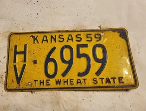 1959 Kansas Nummernschild HV 5969 Harvey County Sammler Man Cave Garage - Bild 1 von 4