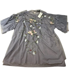 Lane Bryant Purple Floral Sheer Overlay with Purple Cami Tank Size 18/20 NWT - Picture 1 of 4