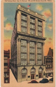 Evansville Old National Bank Main St 4th 5th Linen 1940 IN - Foto 1 di 2