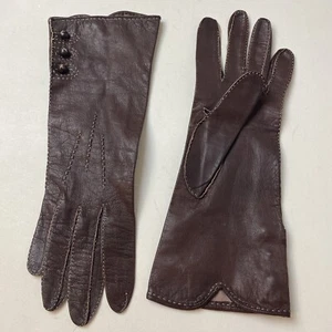 Guantes de cuero vintage de niño real talla 7 marrón oscuro - Imagen 1 de 8