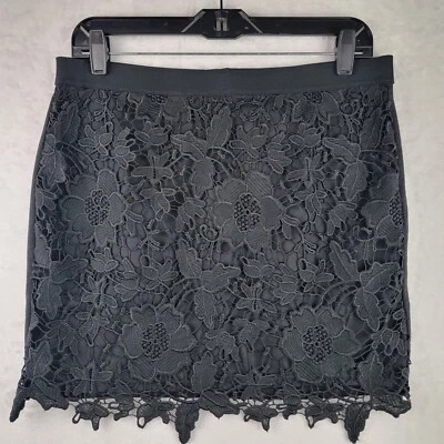 Minifalda America Eagle Tejida Talla 12 Cremallera Trasera Negro Encaje Diseño Floral Bohemia Foto 1 de 4