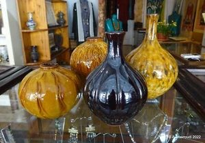 Studio Pottery Russell Akerman Vasi Smalti Terra Firmati Collezione di 4 - Foto 1 di 12