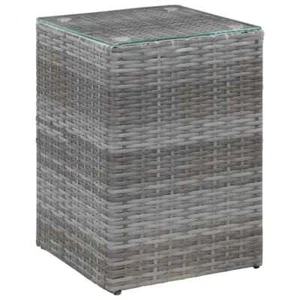 1/3x Mesa Auxiliar Superficie Vidrio Ratán Sintético Mueble Multicolor vidaXL - Imagen 1 de 42