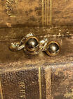 Monet Vintage Ear Clips Gold Plated Old Jewelry Round Earrings Ear Clips
