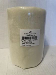 Beige TULLE 100% POLYESTER FABRIC 6 IN x 100 YARDS SPOOL SEALED - Picture 1 of 5