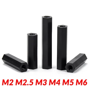 M2 M2.5 M3 M4 M5 M6 Black Nylon Plastic Hex Coupling Nuts Metric DIN 6334 - Picture 1 of 94
