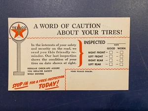 Texaco 1942 Tire Reminder Post Card, World War 2 - Picture 1 of 2