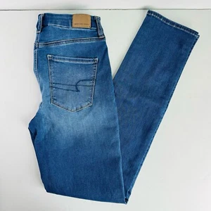 American Eagle Dark Worn-In High Rise Skinny Jeans Size 6 Long NWT - Picture 1 of 9