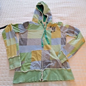 BillaBong Jr Hoodie Patchwork Colorblock Embroidered Logo Measures Med See Pics - Picture 1 of 11