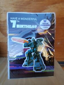 Carte d'anniversaire vintage Transformers, 7 ans 1986, bouton, Decepticon, Gyalvatron