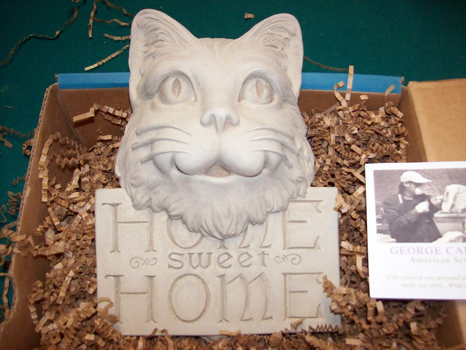 Cat Home Sweet Home Welcome Sign Concrete Garden plaque by George Carruth - Image 1 of 1
