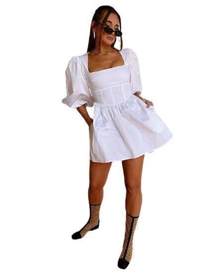 Danielle Bernstein Dress White Poplin Mini Women Sz 10 535