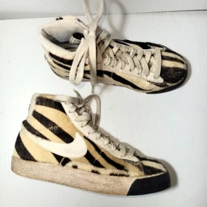 NIKE Womens BLAZER MID PREMIUM Zebra print black white sneakers shoes size 6.5 - Picture 1 of 9