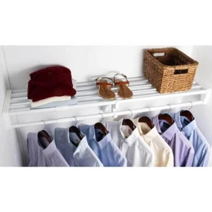 Ez Closet Shelf 73.3" Adjustable Corrosion-Resistant Metal White W/ Closet Rod - Picture 1 of 6