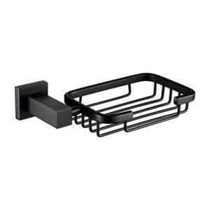 Matte Black Square Soap Dish and Holder Set - Picture 1 of 2