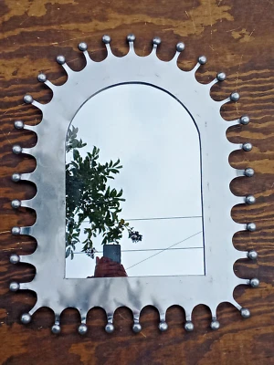 25" PUNCHED TIN MIRROR Mexican handmade hacienda style mirror, folk art - Image 1 of 4