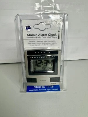 La Crosse Technology Atomic Alarm Clock Radio Controlled Table Top Silver NEW - Image 1 of 2