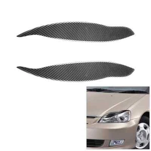 2Pcs For Honda Civic 1999 2000 Carbon Fiber Headlight Eyelid Cover Eyebrow Trim - Picture 1 of 11